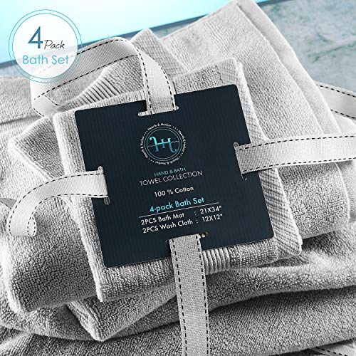 Image of Hearth & Harbor Bath Towels - 100% Ring Spun Cotton Luxury Towels - Ultra Soft & Highly Absorbent, Bathroom Towels. Floor Mat, Charcoal Gray