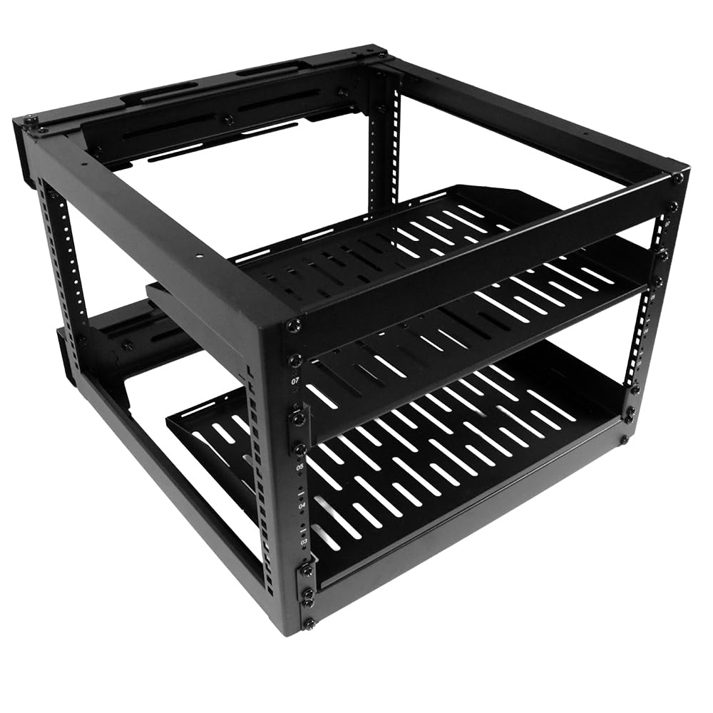 Royal Racks - Estante de red de marco abierto para montaje en pared, acceso con bisagras para servidores, interruptores y paneles de conexión (8U)