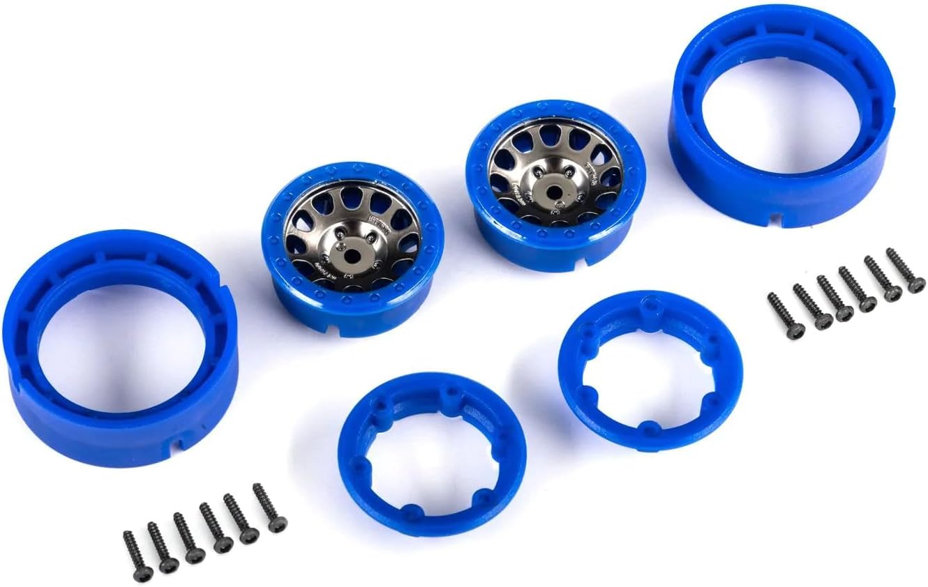 TRAXXAS Wheels, 1.0' Method Race Wheels 105 Beadlock (satin black chrome with blue beadlock) (2)