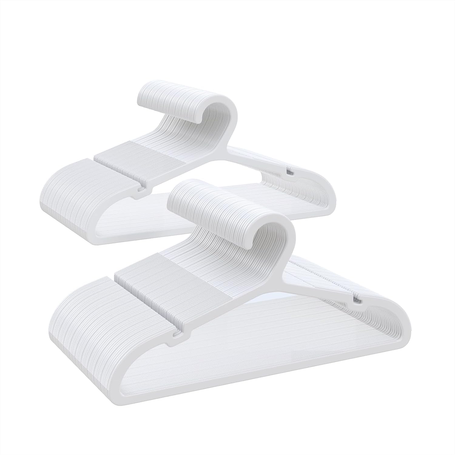 Plastic Kids Hangers, Pack of 100, Ultra Slim Closet Hangers, Non-Slip, Space-Saving, Sturdy, 14" W x 7" H (for Children Aged 7-12 Years), White, UAPY07100W White 100 Pack _14"W