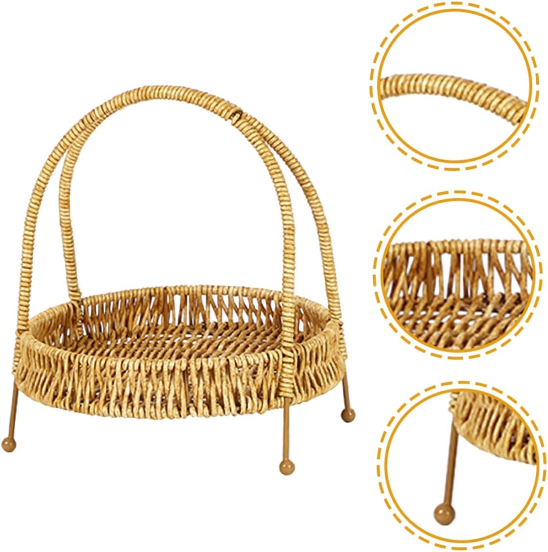 Fruits Basket Merch Woven Rattan Serving Tray Produce Basket for Kitchen Wedding