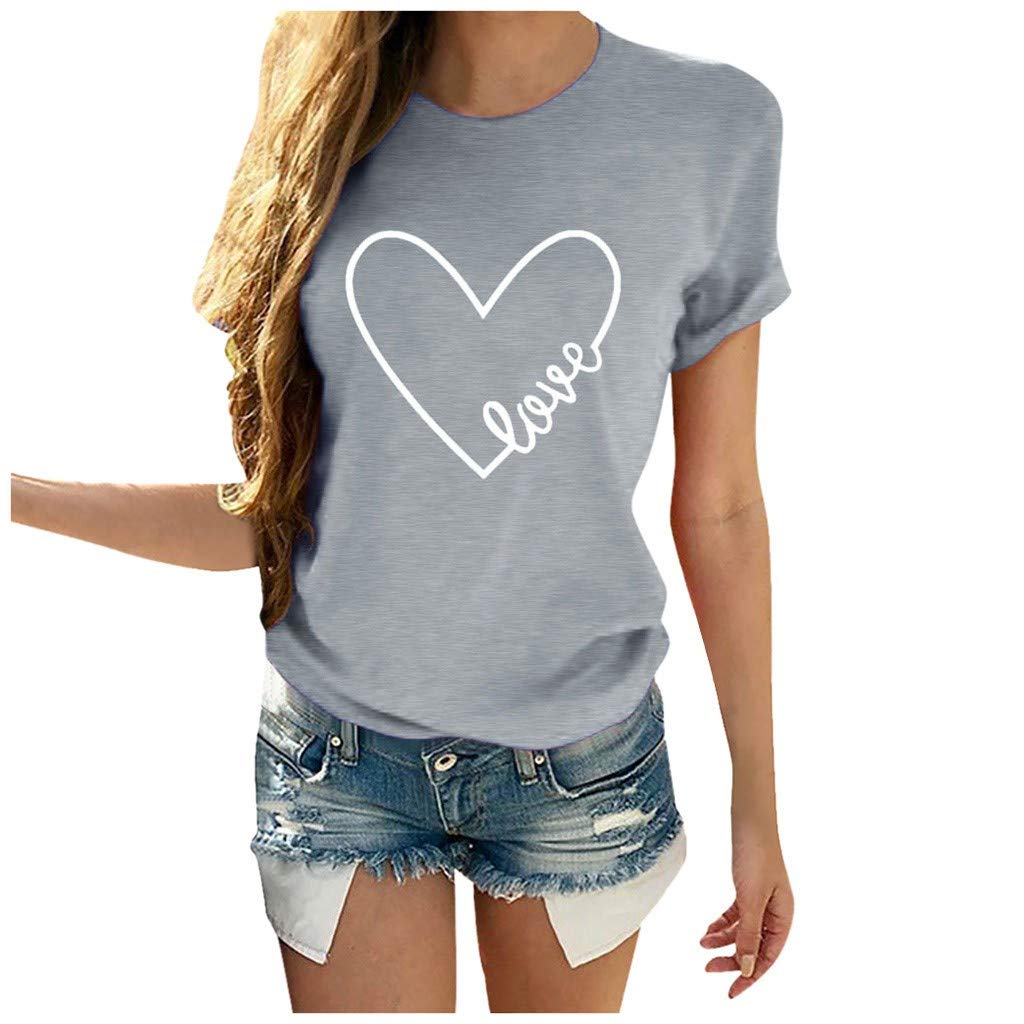Zilosconcy Camiseta de Manga Corta Mujer Blusa Cuello Redondo Impresión T-Shirt Baratas Vintage Estilo Oferta Linda Rebaja Talla Grande Fiesta Túnicas Top Delgado Elegante Blusas para Adolescente Correr