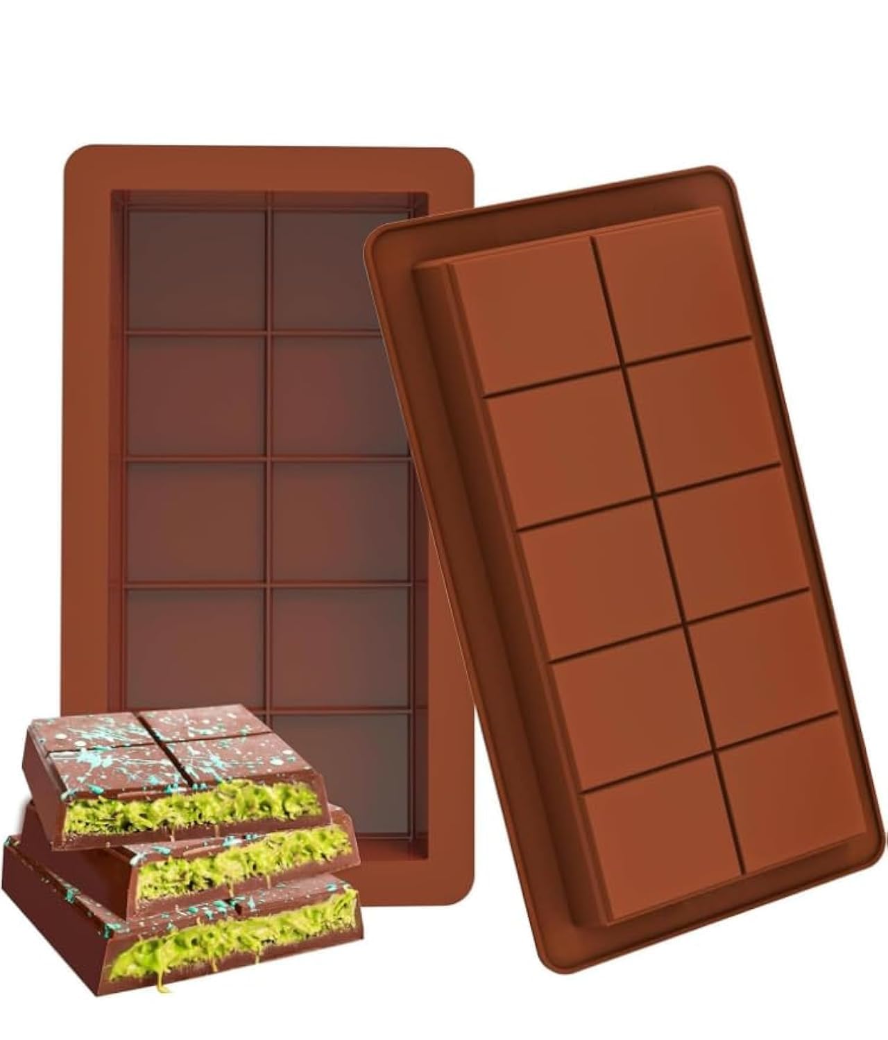 Silicone Chocolate Bar Mold with Stainless Steel Scraper – Perfect for Making Viral Dubai Kunafa Chocolate, DIY Candy, and Chocolate Bars – Non-stick, Food-Grade, Flexible Mould, Ready in 20-30mins