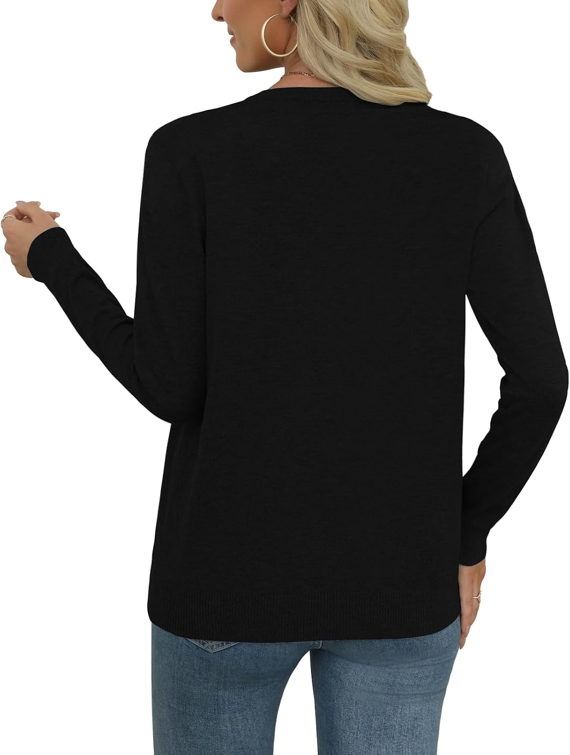 Yincro Women's Lightweight Crewneck Cardigan Long Sleeve Soft Knit Cardigans Sweater