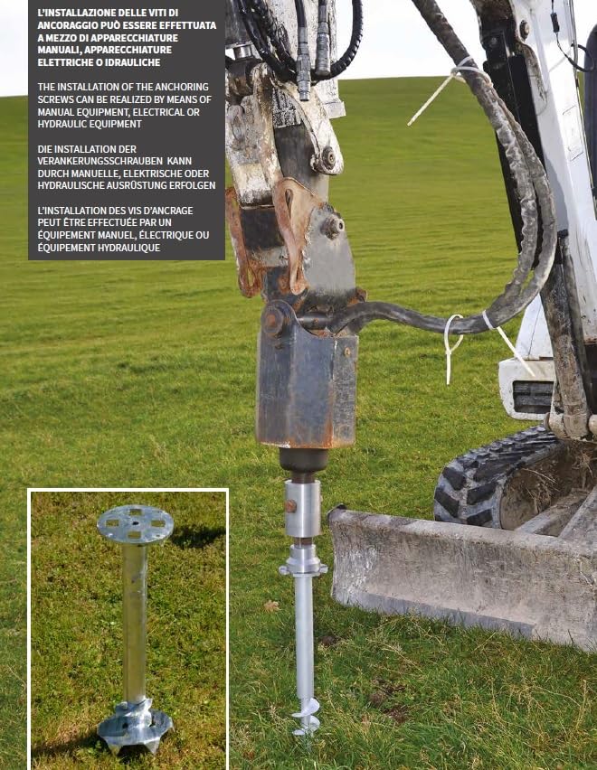 Akifix Geovite - LV015TP080Z - VITE A TESTA PICCOLA ø 140 PER ACCESSORI CON PIATTO PICCOLO - VITE TESTA PICCOLA 80 CM ZINCATA ancoraggio per terreni limosi