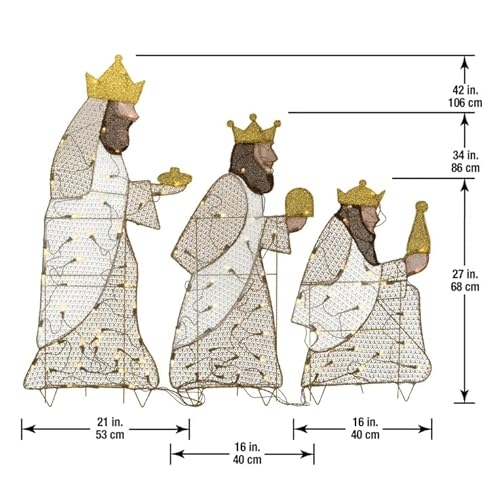 Generic WF-HI-3-2024 Three Wisemen 42 Inch Lighted Holiday Display Sculpture With Led Lights, Metal Frame, Fabric Material thumb #1