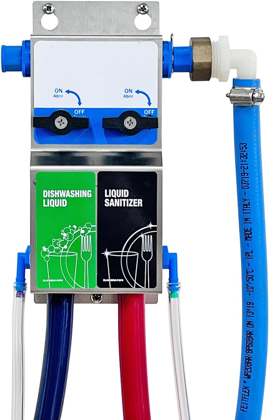 Dual Kitchen Sink Proportioner, Dish Detergent and Liquid Sanitizer Dispenser, Chemical Dispensing System, Precision Chemical Dilution, 8088