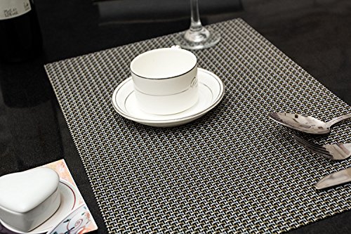 Clest F&H Trenzado 4-4 Gold and Gray PVC Mantel Individual/Salvamanteles para Comedor, Juego de 2 Piezas 45 x 30 cm