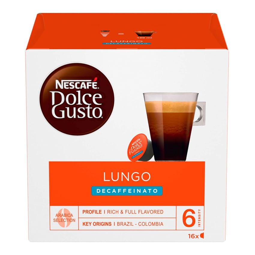 Immagine del prodotto NESCAFÉ DOLCE GUSTO Lungo Decaffeinato Caffè, 6 Confezioni da 16 Capsule (96 capsule)
