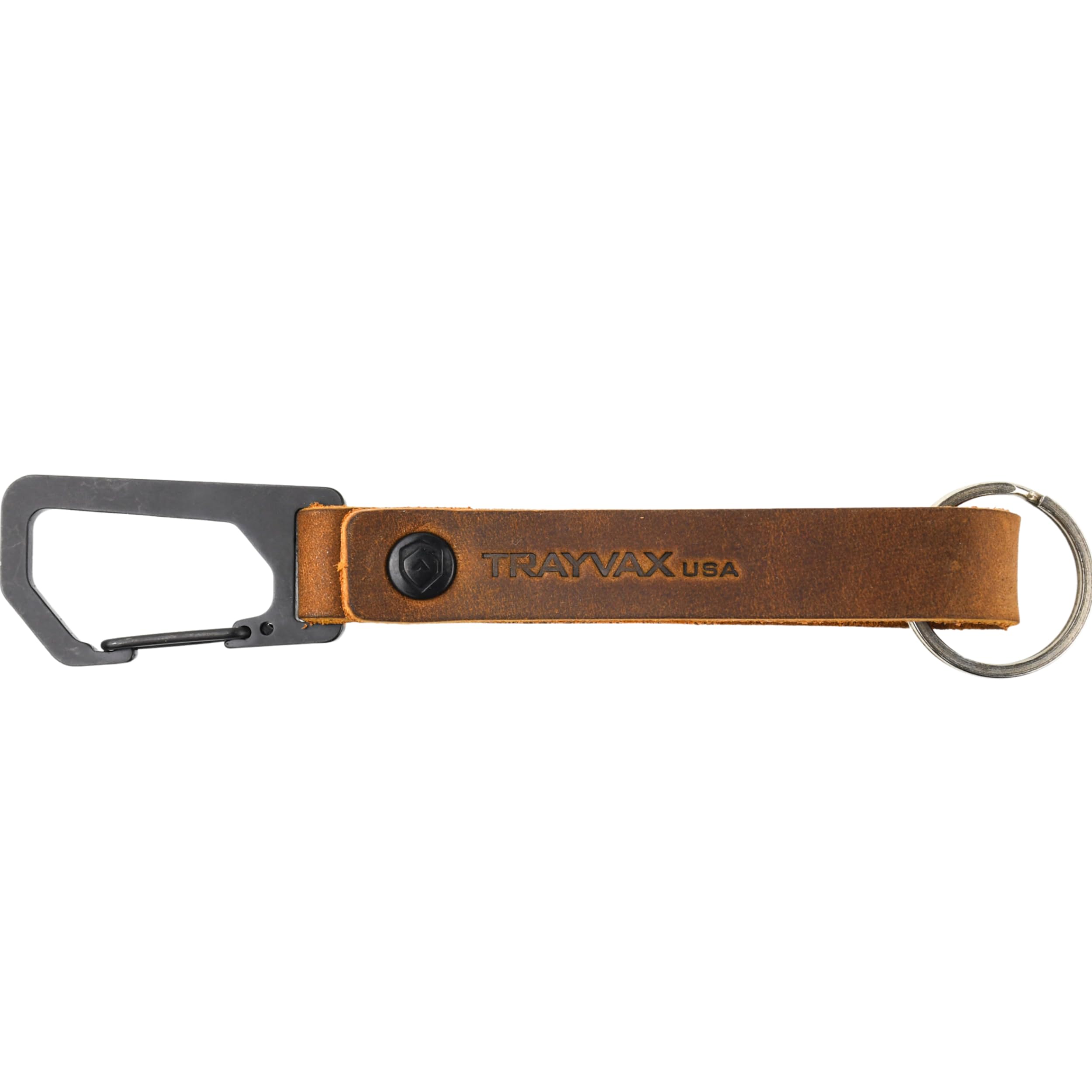 TrayvaxKeyton Leather Keychain, Quick Release Carabiner Clip Key Chain for Men and Women, Stainless Steel