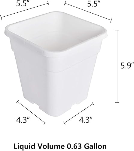 Vista 21 de Macetas cuadradas para vivero, macetas de cultivo, contenedor de vivero, apto para plantar plantas de suelo, 5 galones, 10 unidades Negro