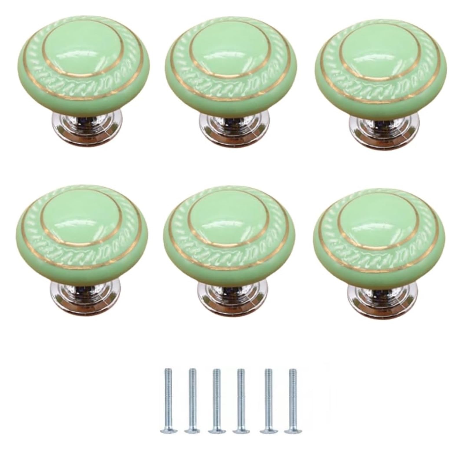 Enmrfvkz Grün Ceramic Cupboard Drawer Handle Knobs, Ceramic Cabinet Door Knobs 6 Pcs Multicolor 35X30mm Single Hole Zinc Alloy(Grün)