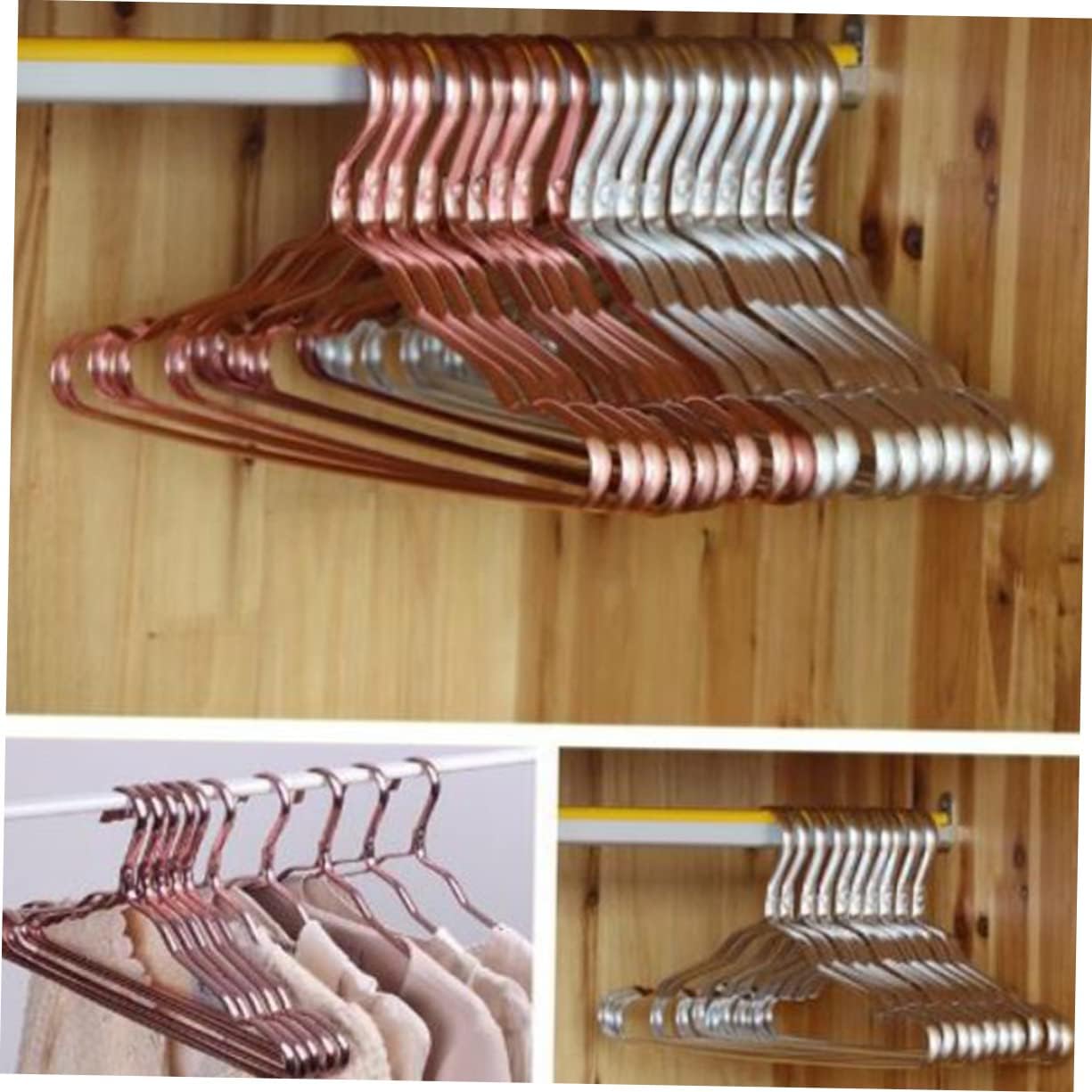 PRETYZOOM 10pcs Rose Gold Clothes Hangers Non Slip Aluminum Alloy Coat Hangers for Wardrobe Home Laundry