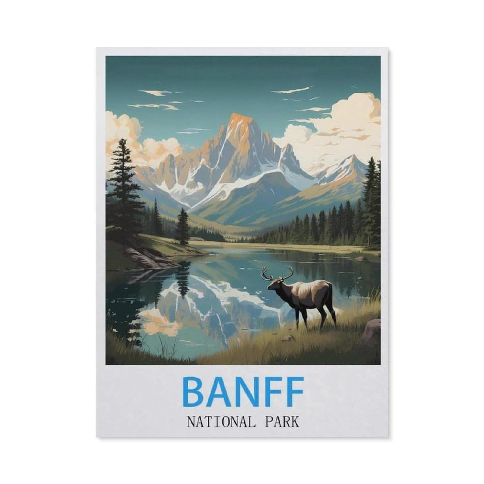 BEAYODKP Diamond Painting，Banff National Park Vintage Travel Posters，Diamond Painting Art Embroidery Cross Stitch Pictures Gift Wall Decoration（30 x 40 cm/11.81 x 15.74 inches）-BX36