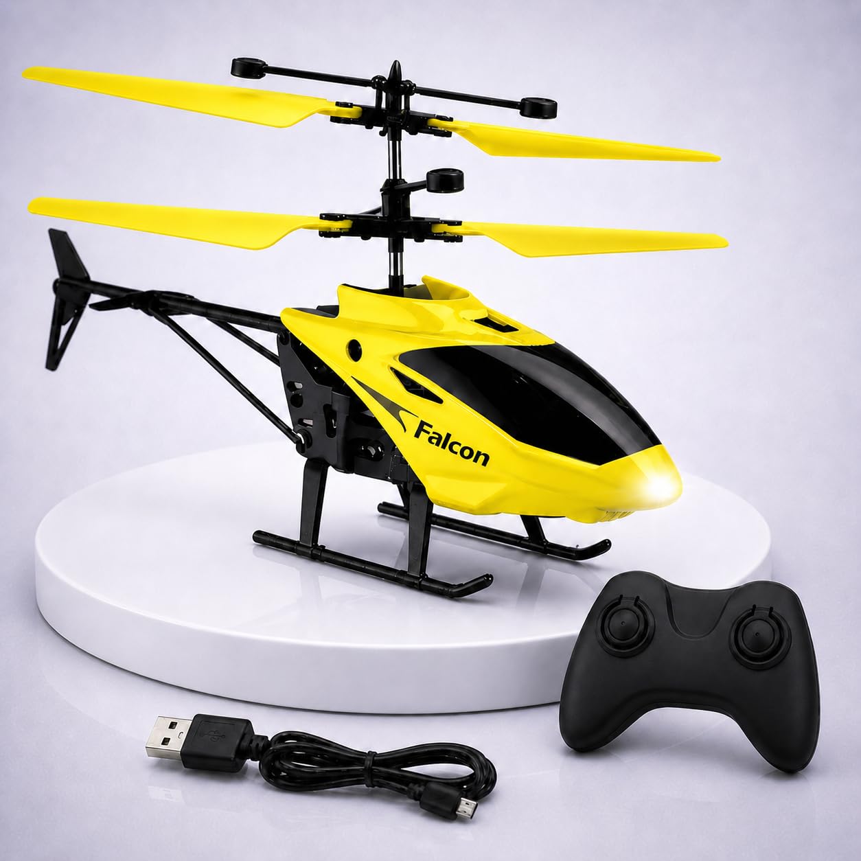 KIDZYMON® RC Helicopter with Hand Gravity Sensor, Flying Remote Control Helicopter Toy, Chargeble, 3D Light & Safety Sensor for Kids Age 4+ Years I Pack of 1 (Yellow Black Remote)-image-39