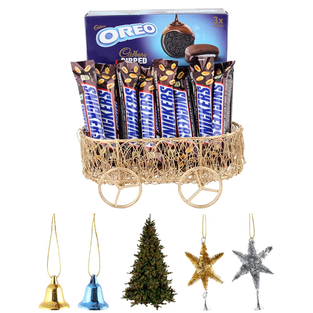 SFU E Com All Time Favourite Chocolates Gift Hamper with Beautiful Basket| Premium Christmas Chocolate Combo | Christmas Star with Tree & Chocolate Gift | Christmas Chocolate Hamper | 891