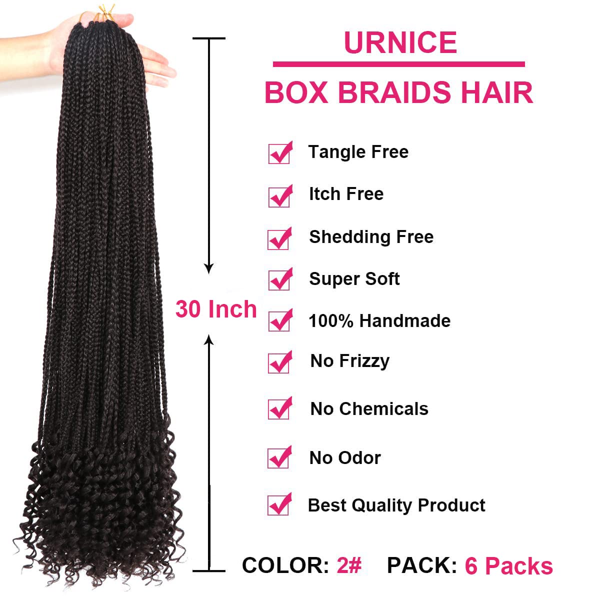 6 opakowań warkoczy bokserskich 76 cm, warkocze do włosów z kręconymi końcówkami, w stylu boho, warkocze bokserskie, warkocze Crochet Braids Hair for Black Women Three Tone Ombre (30 cali (zestaw 6),