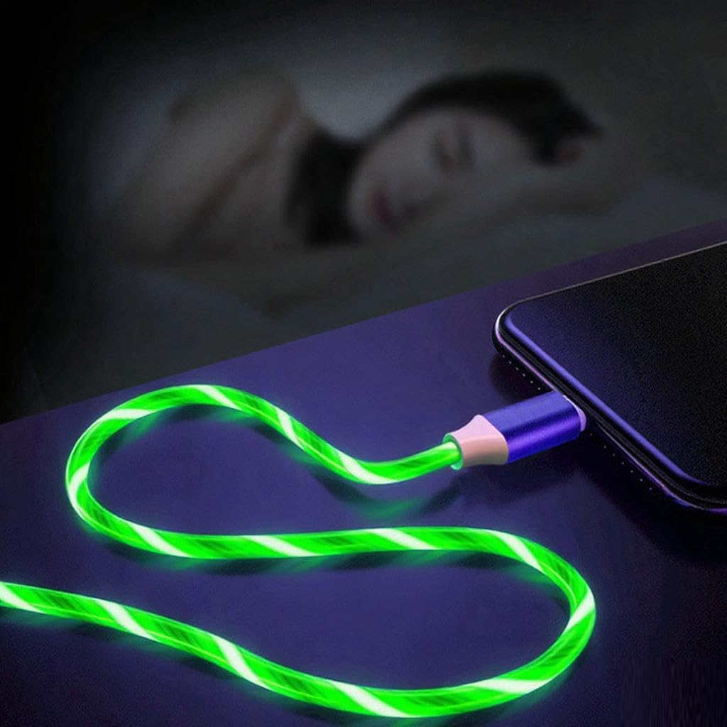 AYI 3in1 Multi Ports Fast Charging Cable USB A/Type C to Micro USB/Type C Charger Cord Durable Visible Lighted Up Current Flowing Charging Cable for Most Electronic Devices-47 Inches Green image 5