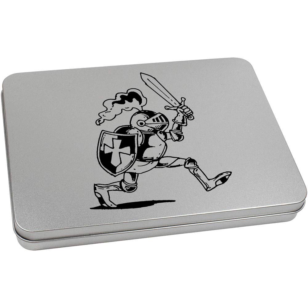 Azeeda 220mm 'Marching Knight' Metal Hinged Tin/Storage Box (TT00129487)
