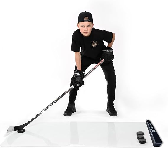 ACE HOCKEY Shooting Pad 30 x 60 with Puck Passer - Synthetic Ice Mat Hockey Puck Rebounder Included - 12.5 sqft Shoot Pad with Double Sided Passer for One Timers - Practice Hockey Shooting, Passing