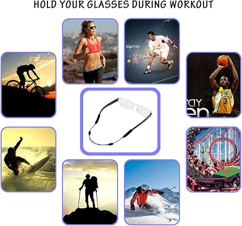 Miniatura 7 de BERYLER Paquete de 4 correas ajustables para gafas, correa duradera para lentes de sol, correa impermeable para gafas, correa antideslizante para