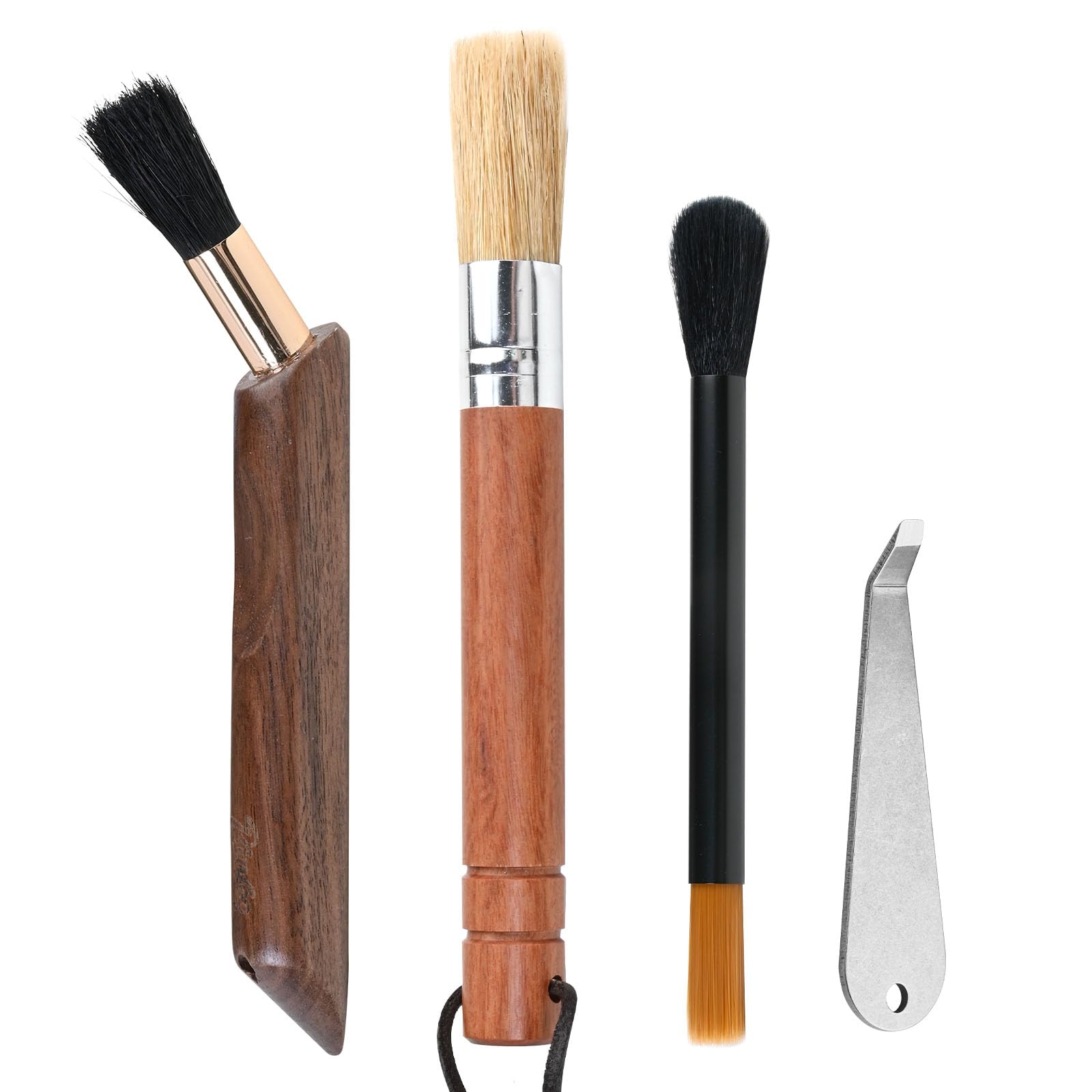 3 Stück Barista Pinsel Holz Griff Kaffeepinsel Kaffeemaschine Siebträger Pinsel Reinigungspinsel Kaffeemaschine für Siebträgermaschine, Kaffeevollautomat, Barista Zubehör
