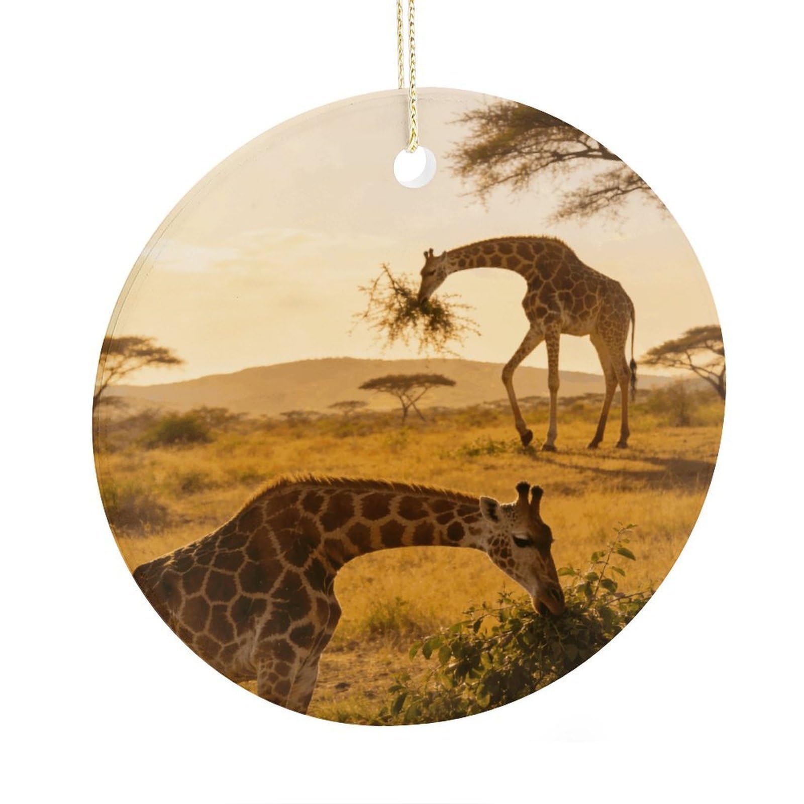 Fodpand Women's Style African Giraffes Ceramic Christmas Ornament,Wall Hanging Decor Windows Hanging Decor Best Friend Birthday Gifts, Friendship Gifts Car Hanging Ornament Gift For Girls, Teachers 2.9 In