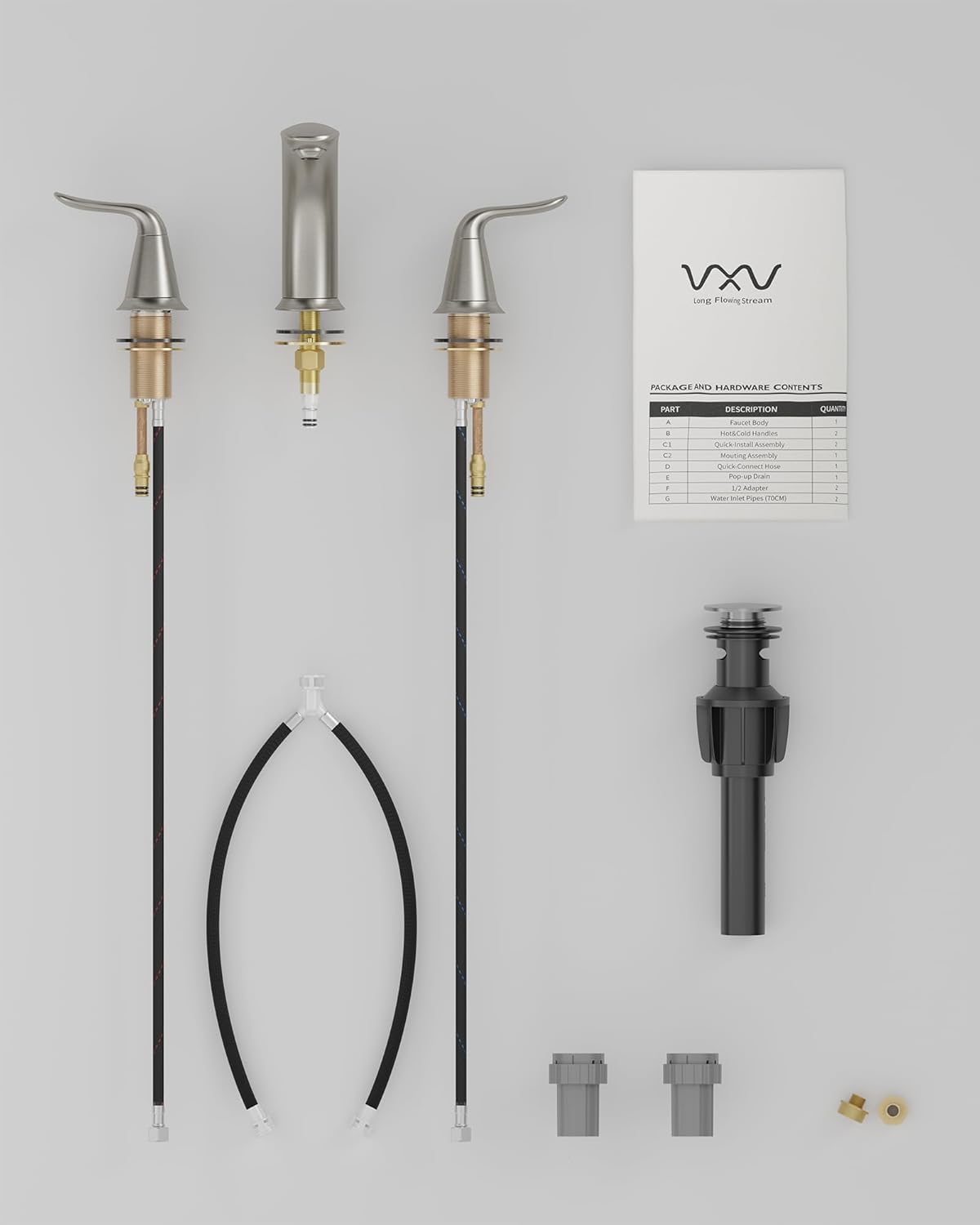 VXV Bathroom Faucet 3 Hole, 8 Inch Widespread Bathroom Sink Faucet for Lavatory Vanity with Pop-up Drain Brushed Nickel - Image 8