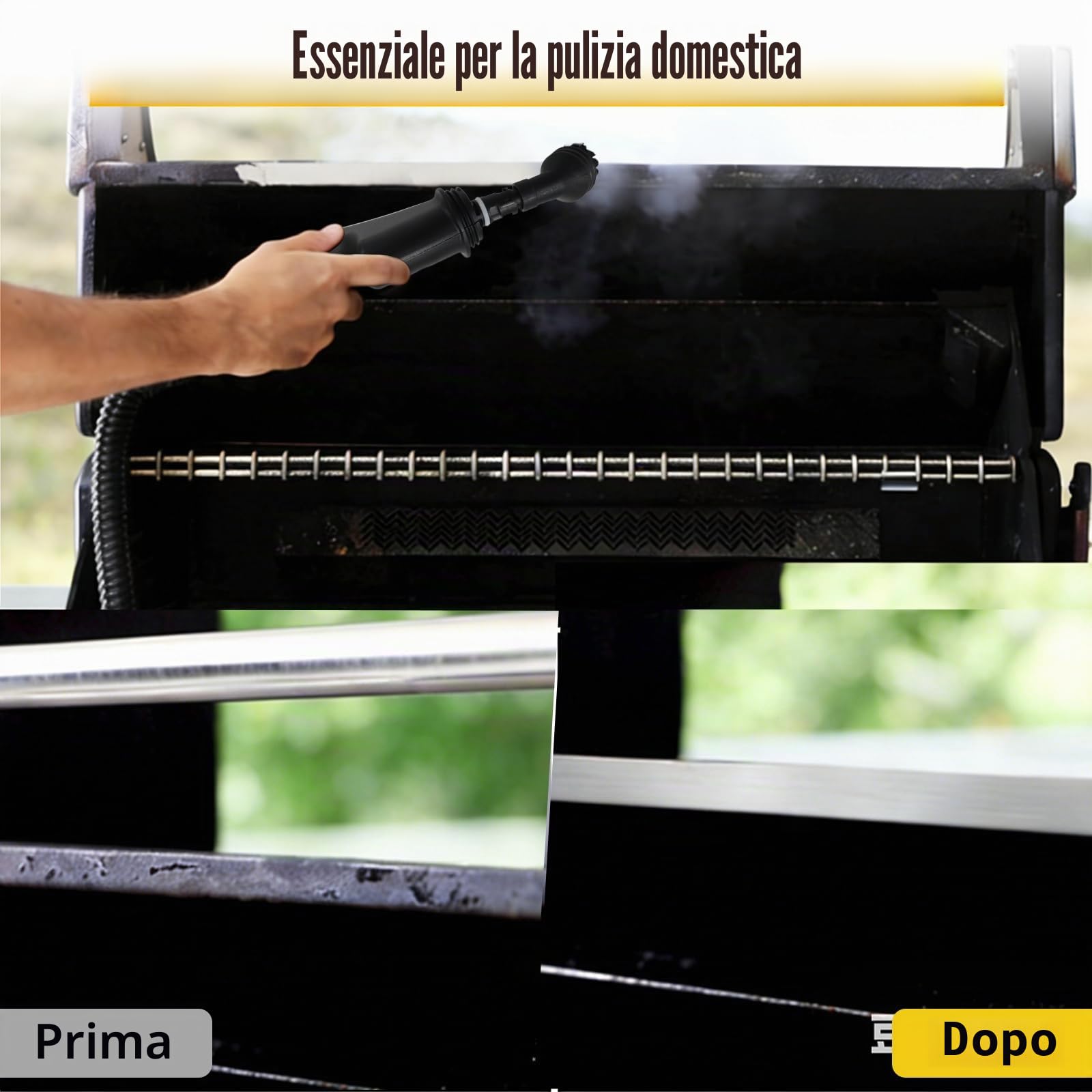 Pulitore a vapore 1800 W, 2-in-1 Scopa a vapore multifunzionale con 900 ml, accessori da 11 pezzi, vapore caldo 165 °C, tempo di 30 secondi, pulizia di cucina, forni, tappeti, divani