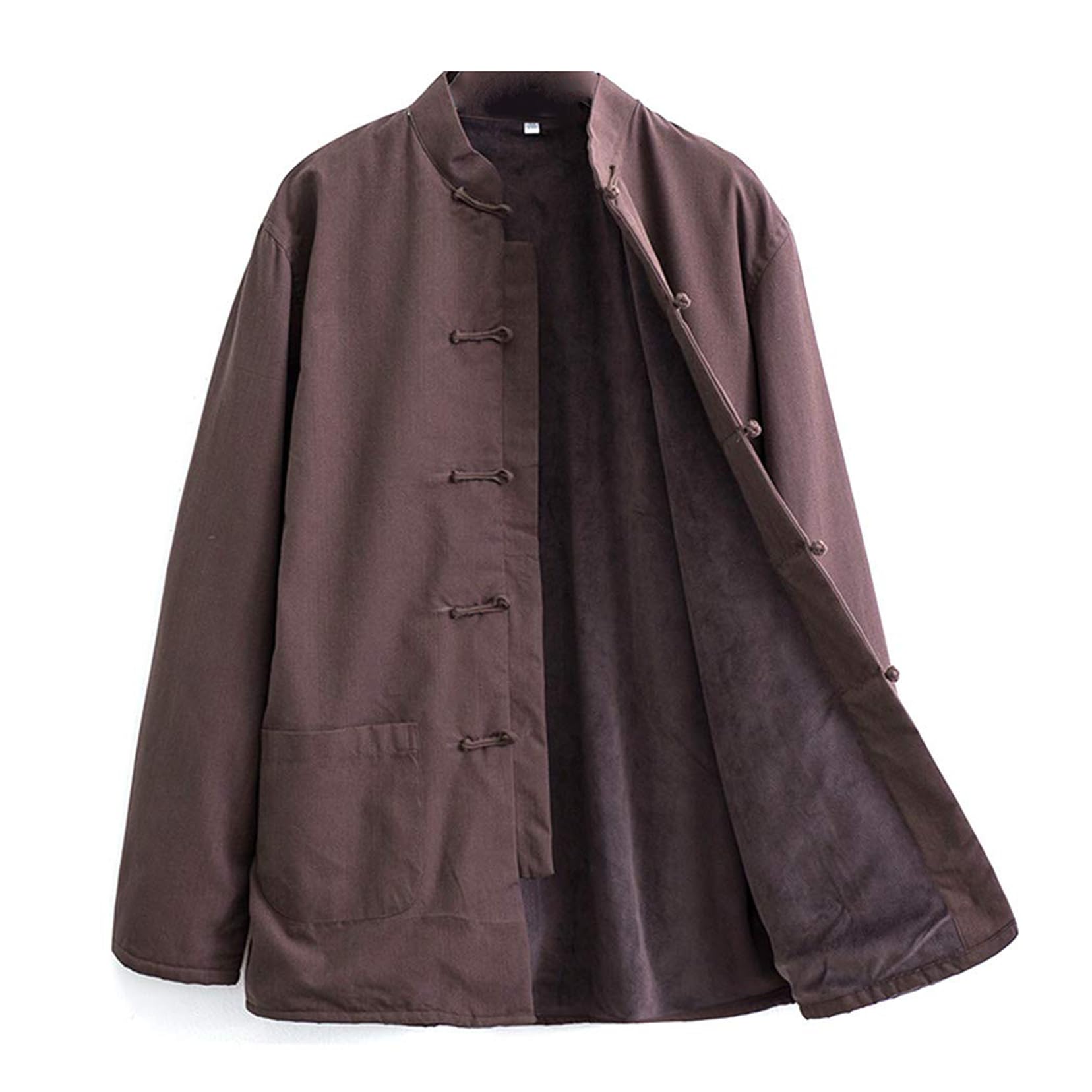 Traje Tang, Chaquetas gruesas de traje de invierno, abrigos holgados de algodón, uniforme cálido de Tai Chi for hombres, ropa de Kung Fu chino(Brown_3XL)