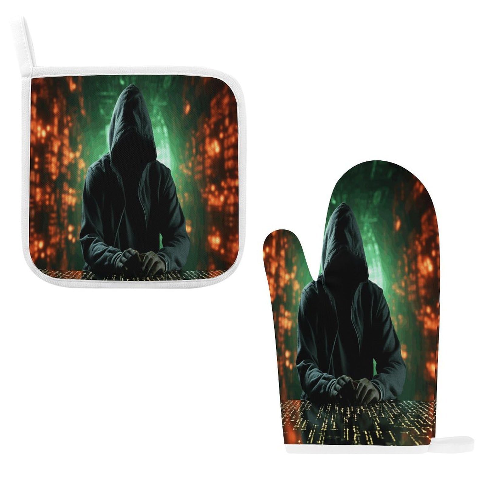 Btcowzrv Style Hacker Attack Oven Mitts And Pot Holders 2Pcs Set