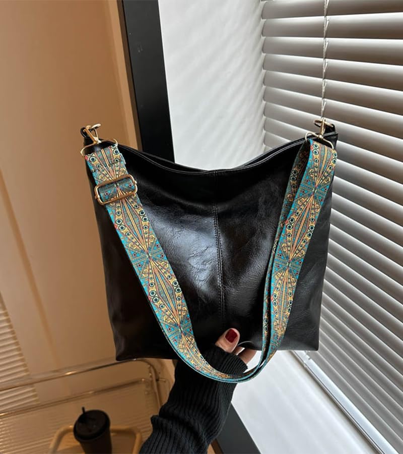 Bolso Tote Oversize de PU para mujer negro miniatura 6