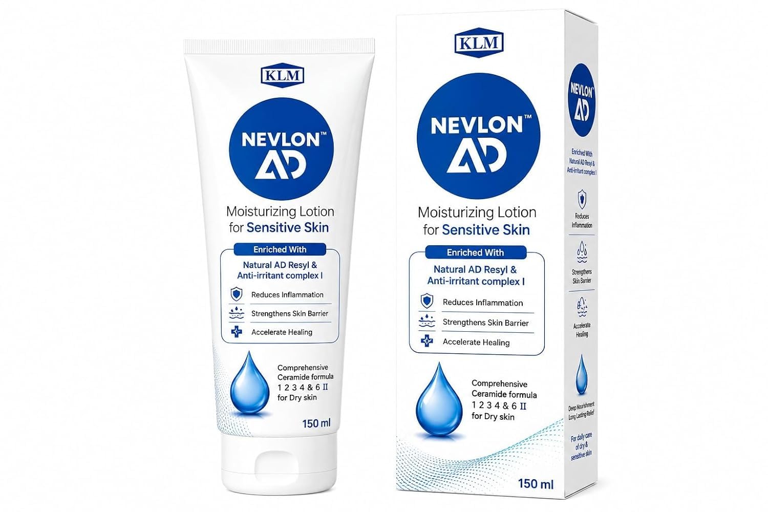 nevlon ad moisturizing lotion 150 ml | intensive hydration for sensitive & dry skin | gentle daily moisturizer