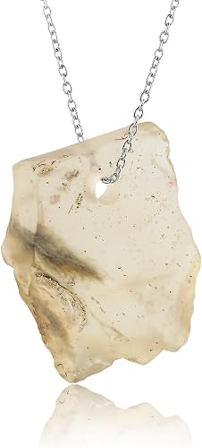 CRYSTALIS Natural Libyan Desert Glass, Golden Tektite Raw Crystal Pendant Neckla