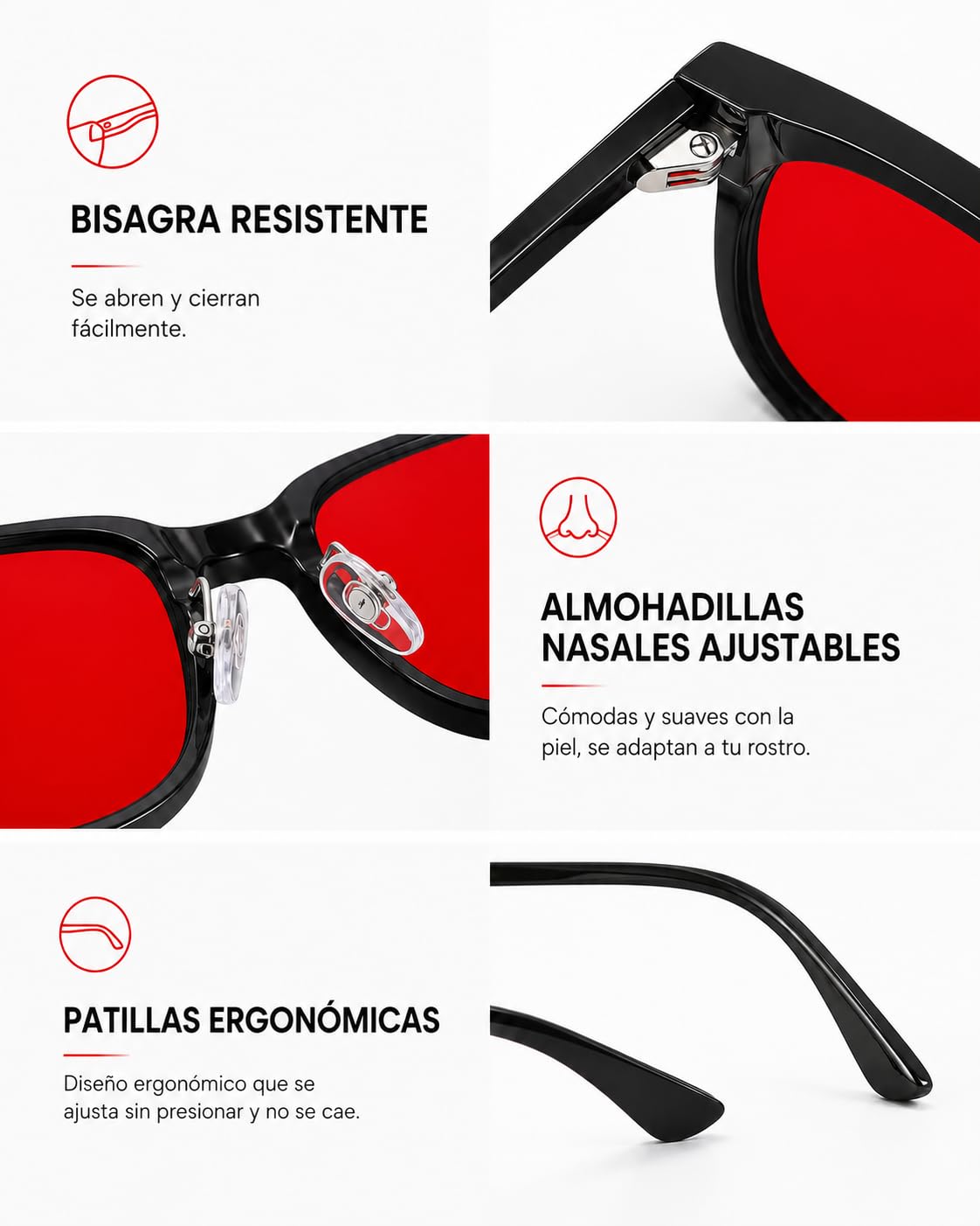 Gafas Luz Roja Biohacking para Dormir y Pantallas | Bloqueo Luz Azul | Lentes Anti Luz Azul TR90 Ultraligeras Unisex | Mejora Sueño, Sin Fatiga Visual | Gaming
