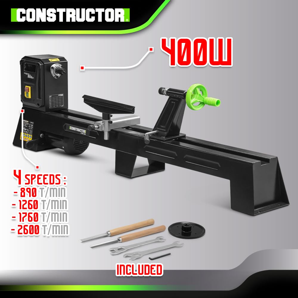 Tour à bois 400W - 1000mm - Constructor