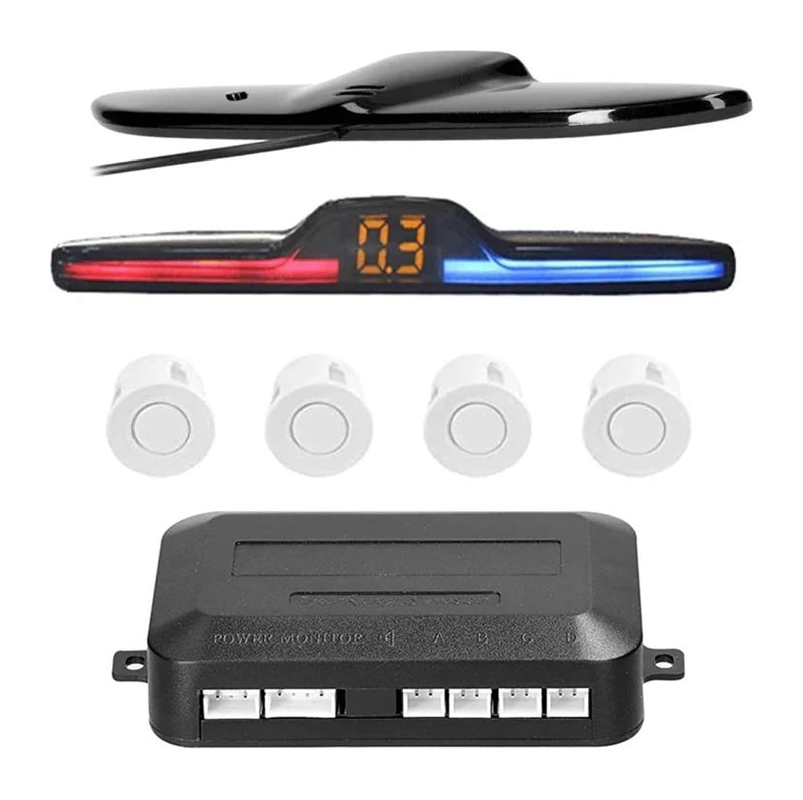 Kit sensori di retromarcia per parcheggio Veicoli con Assistenza al parcheggio e Display di Distanza (Argento)