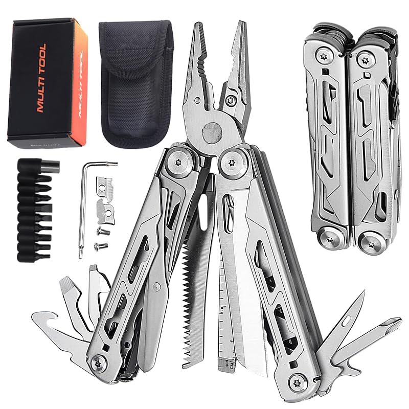 Multitool, 28em 1 Alicate Multifuncional, Ferramenta MúLtipla, Aço Inoxidável Multiferramenta, Presente para Homens, Kit de Ferramentas de Acampamento Versátil, Canivete Suiço, Canivete Multiuso