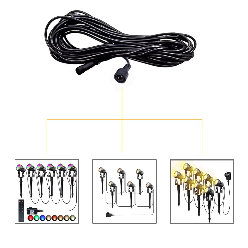 Arotelicht Cavo di prolunga da 5 m per luci da giardino, cavo di prolunga impermeabile a 2 pin, anti-corrosione, per luci da giardino all'aperto