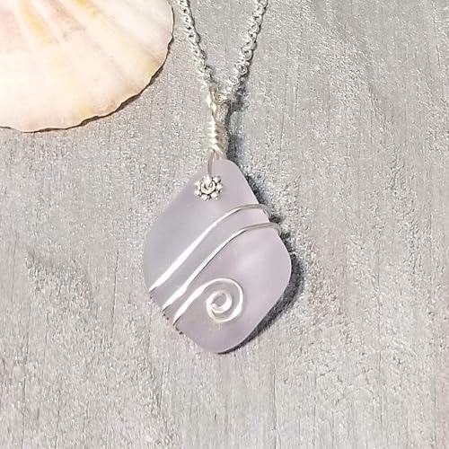 Miniatura 5 de Yinahawaii Handmade Sea Glass Necklace, Hawaiian Jewelry for Women, Wire "Magical Color Changing" Purple Necklace, Sea Glass Jewelry For Women,