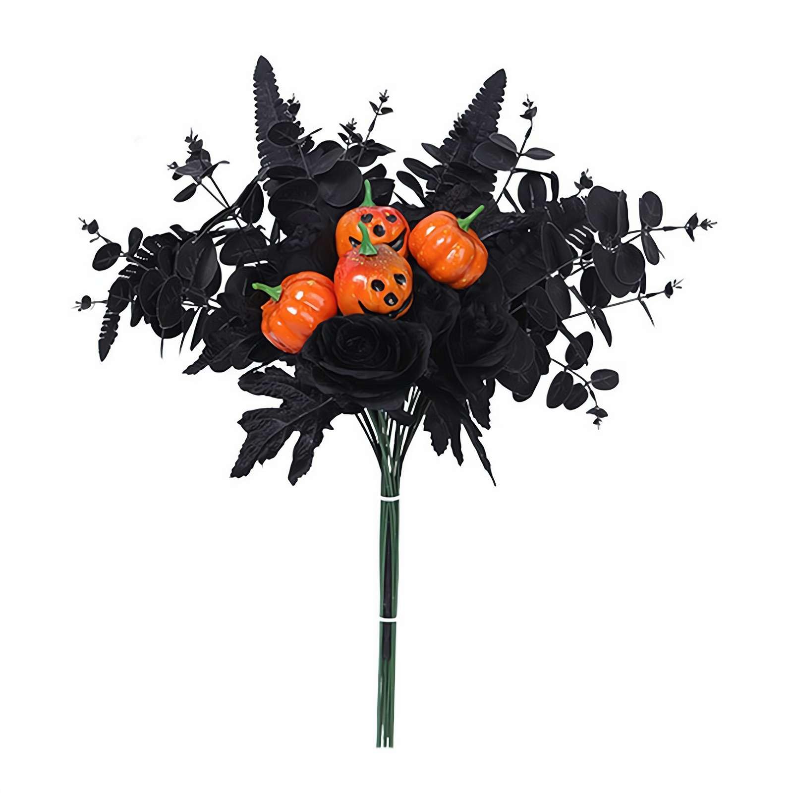 Gkumgwo Fleurs Artificielles D'Halloween – Bouquet De Citrouilles Artificielles Effrayantes Pour Décoration De Table | Branches Gothiques D' Halloween, Bouquet Noir Décoration De Table Pour Maison