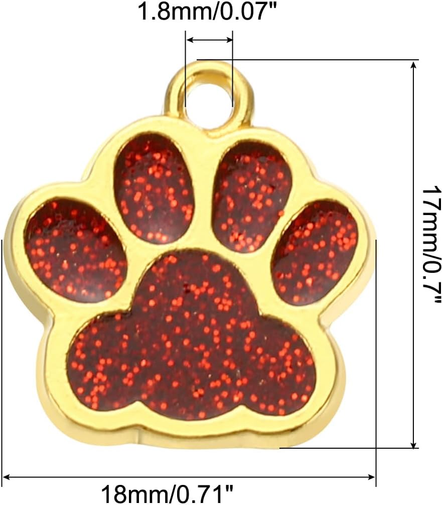 PATIKIL Animal Dog Cat Paw Print Pendants, 10 Pcs Crystal Footprint Dog Cat Paw Prints Pendants for DIY Necklace Bracelet Enamel Jewelry Making, Red - Image 2