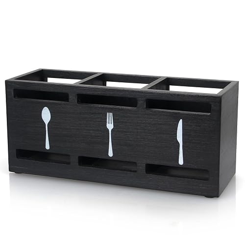 Ayiaren Wooden Silverware Caddy (Black)