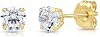 14k Yellow Gold Solitaire Round Cubic Zirconia CZ Stud Earrings with Gold butterfly Pushbacks