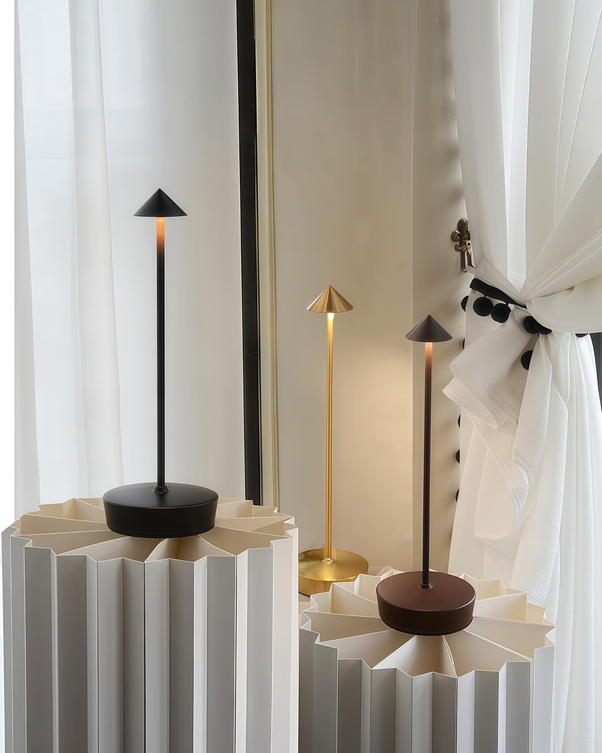 Black Cordless Rechargeable Table Lamp 7200mAh Portable Touch Control LED Waterproof Table Lamp for Bedroom Reading - Image 6