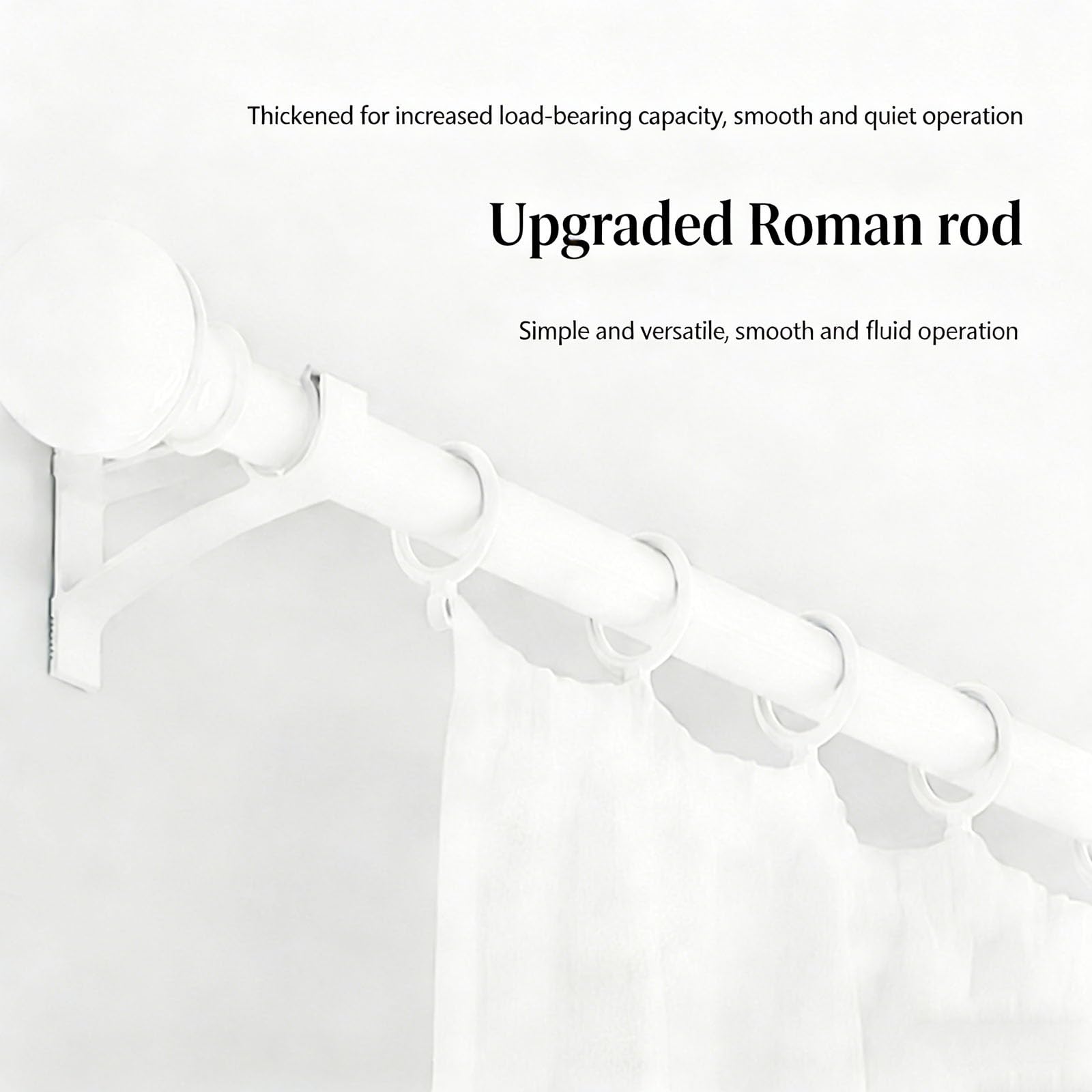 Ausziehbare Vorhangstange mit Rundkappen Robust und Einfach zu Bedienen Metall Gardinenstange für Scheibengardinen Schlafzimmer Wohnzimmer(White,360cm-11.8ft)