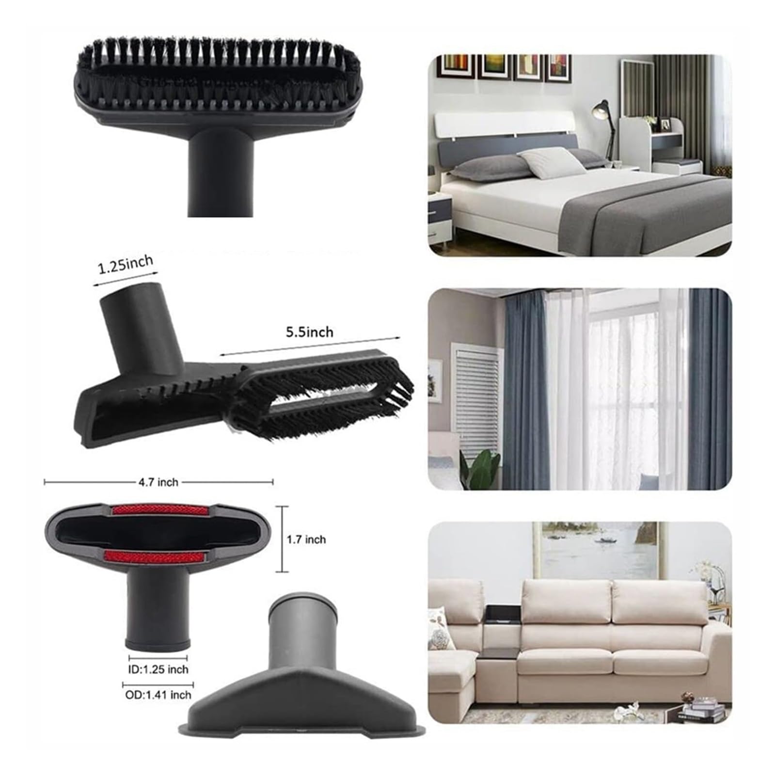 Accesorios universales for aspiradora, 9 Uds., compatibles con Shop Vac, Adaptador de Manguera Shop Vac de 2 1/2 Pulgadas a 1 1/4 Pulgadas, Herramienta de Cepillo de Piso for aspiradora