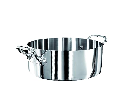 Pentole Agnelli Linea 1907 Aluminium Inbox Casserole Pot with 2 Handles, Diameter-24 cm, 24cm, Silver