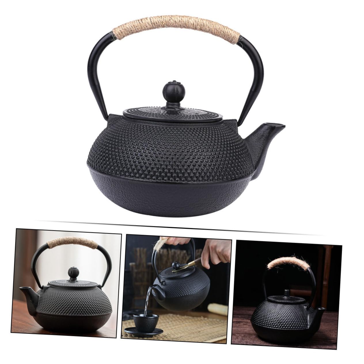 PRETYZOOM Tetera de Hierro Fundido Clásica de 900ml Infusor para Hojas Sueltas, Diseño Vintage Japonés, Fácil de Limpiar y Portátil para Hogares y Oficinas