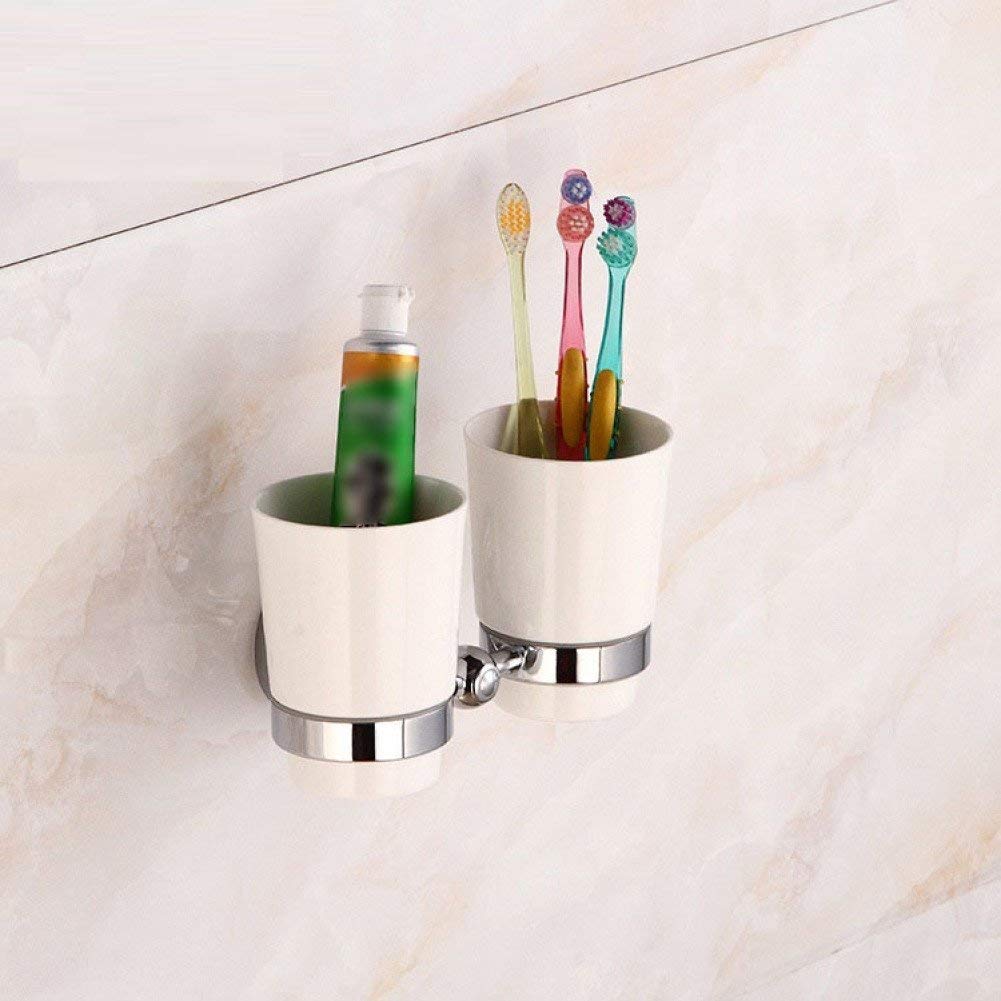GZZ Staffa per Montaggio a Parete in Stile Europeo per Bagno con Ventosa in Ceramica, Supporto per spazzolino Doppio da Bagno per Hotel e Hotel